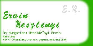 ervin meszlenyi business card